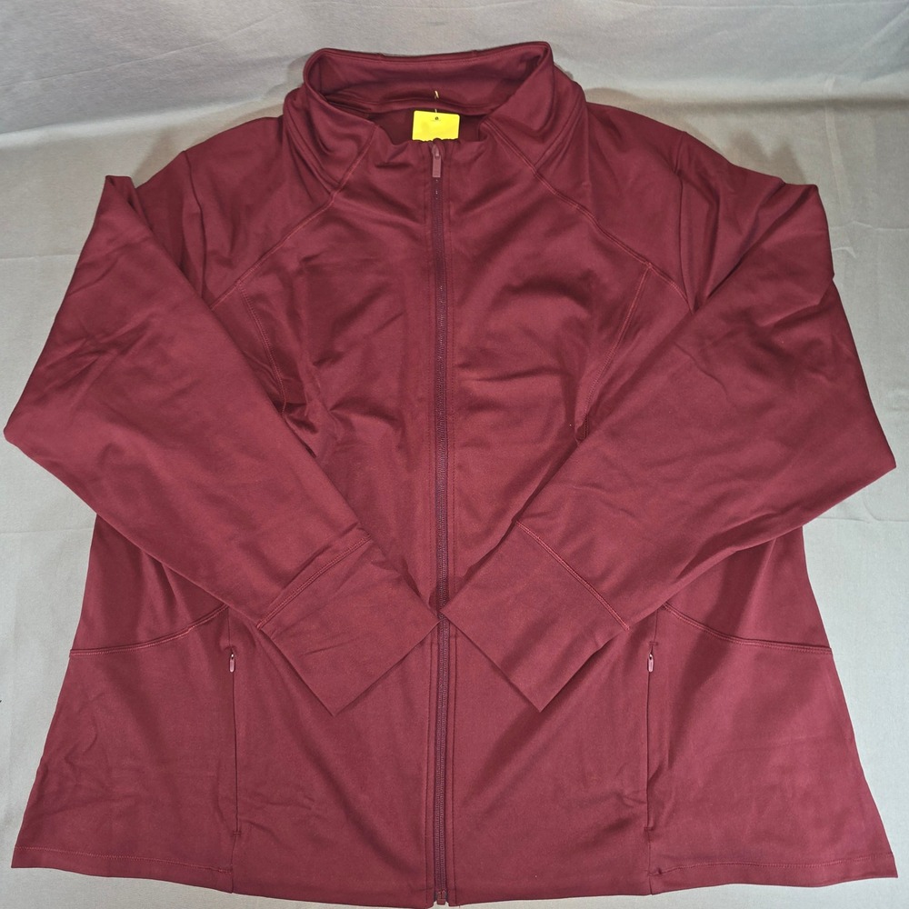 All in Motion Womens 3X Full Zip Jacket Robust Maroon UPF 50+ Thumbholes Active